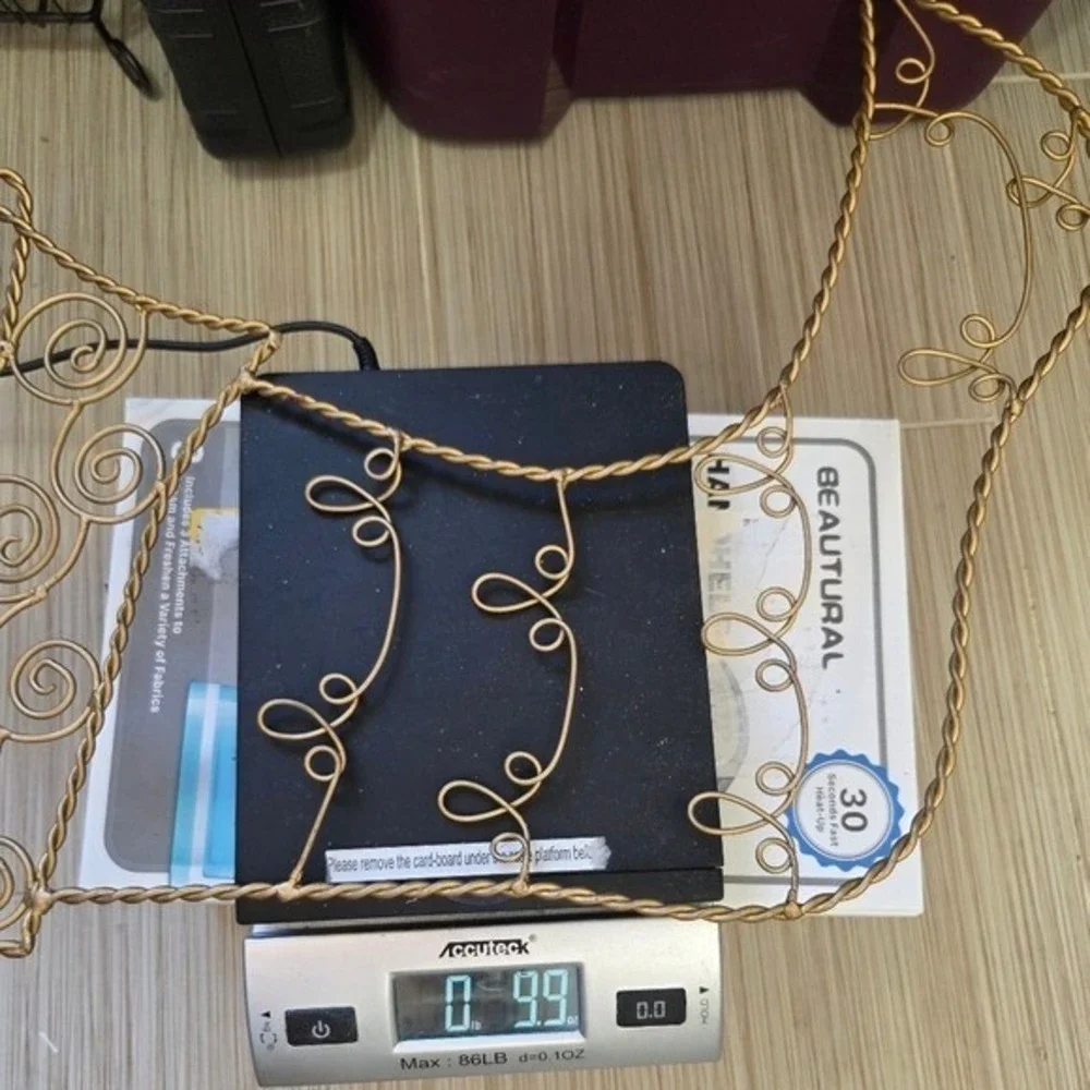Pier 1 Gold Scrolled Metal Wire Christmas Stocking Shaped Card Holder Wall Decor